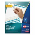 Avery Dennison Avery, PRINT AND APPLY INDEX MAKER CLEAR LABEL DIVIDERS, 5 WHITE TABS, LETTER, 25PK 11446